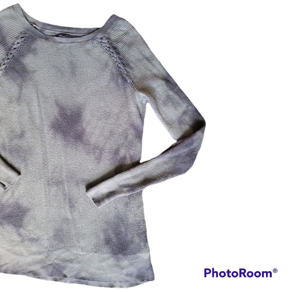 AEO Green/Black TieDye Sweater W Criss-Cross Tie Shoulders - S